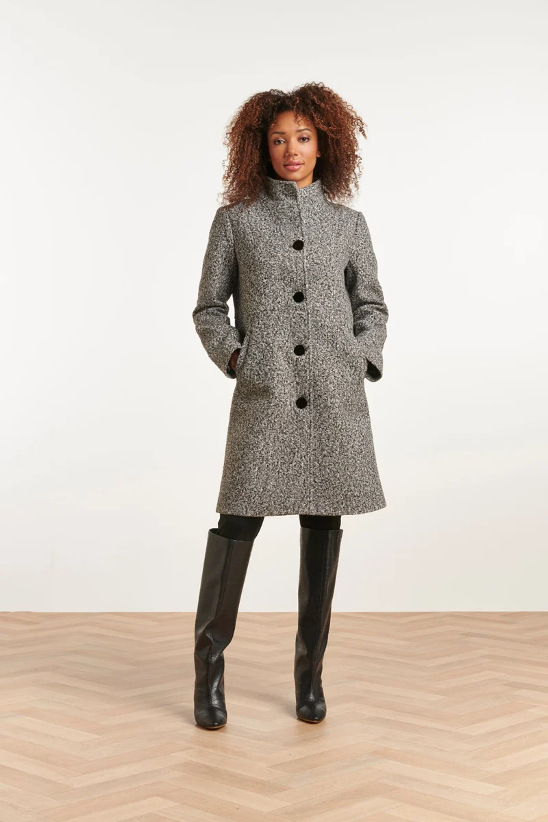 23624 Melange Teddy Damesjas | Black White