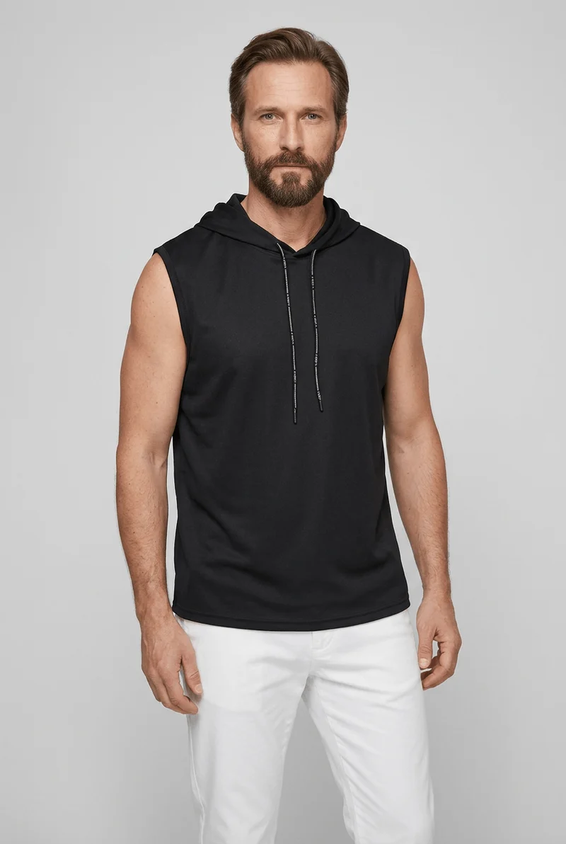 Heren Mouwloze Hoodie met Capuchon en Trekkoord