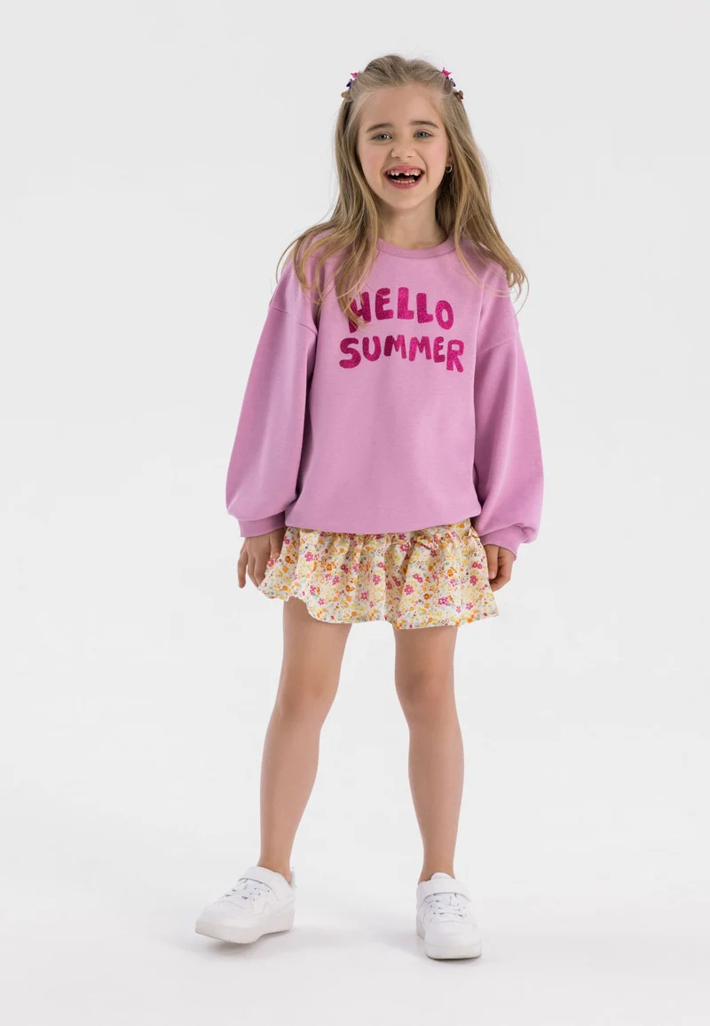 Girls' crew neck sweatshirt in dusty pink