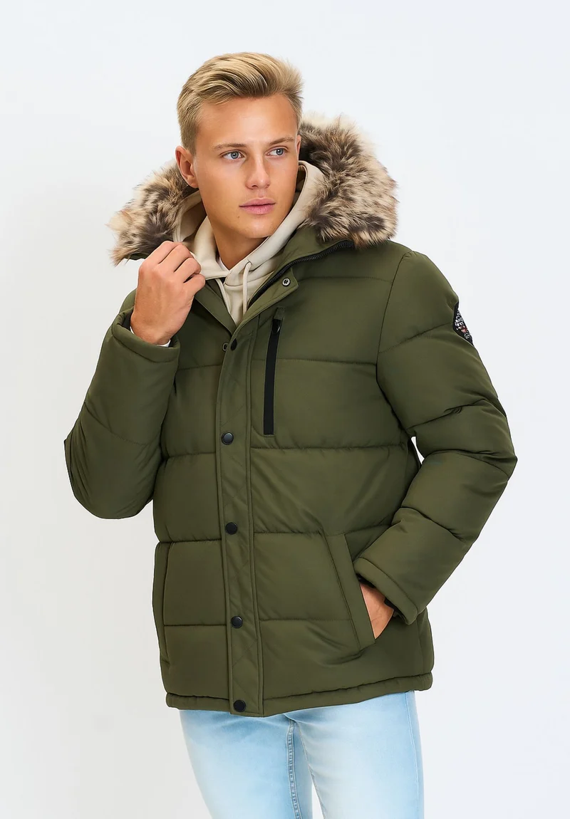 Men's puffer jacket in khaki