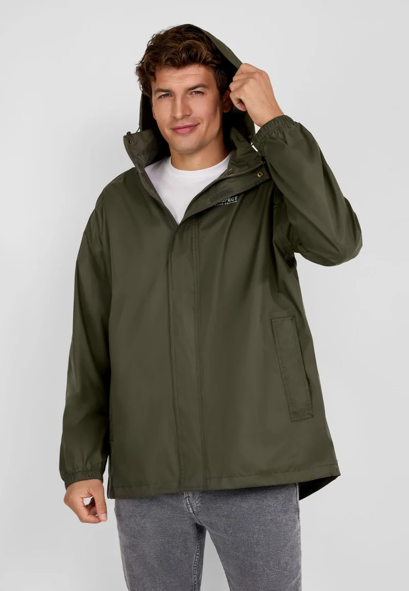 Men's packaway hooded jacket in khaki