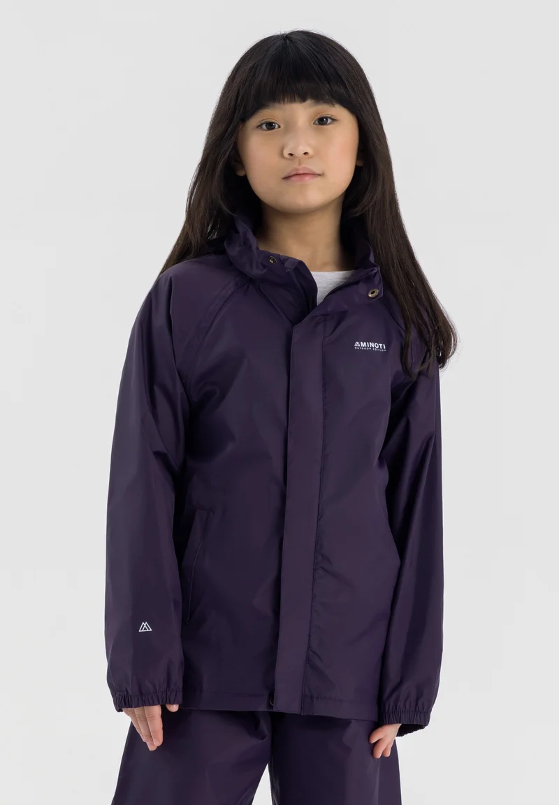 Girls' packaway hooded jacket in purple