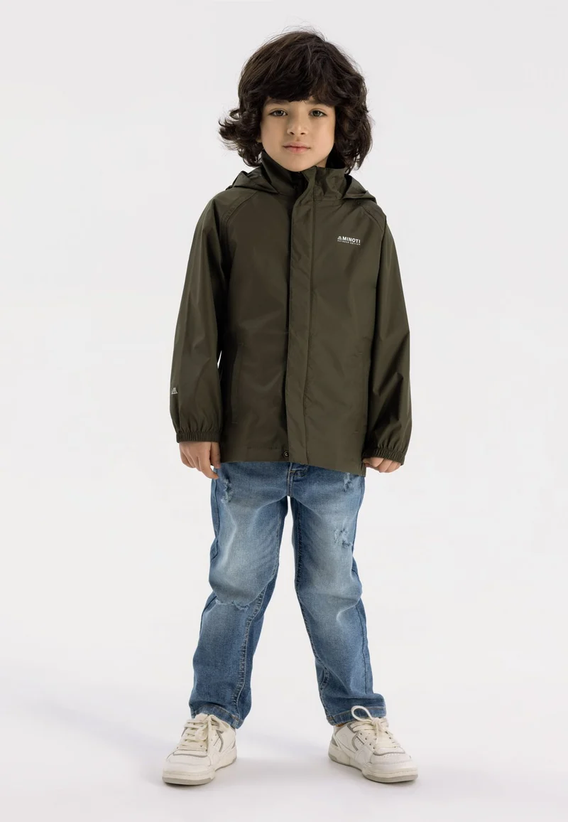 Girls' packaway hooded jacket in khaki