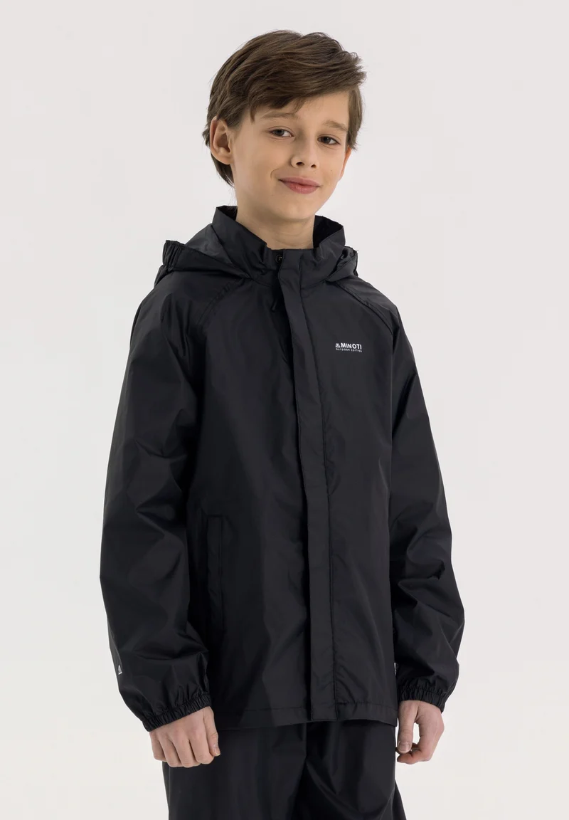 Girls' packaway hooded jacket in black