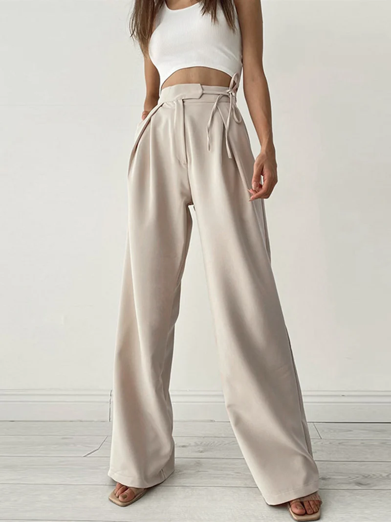 Lumi | Wide-Leg Pantalon met Striksluiting en Hoge Taille