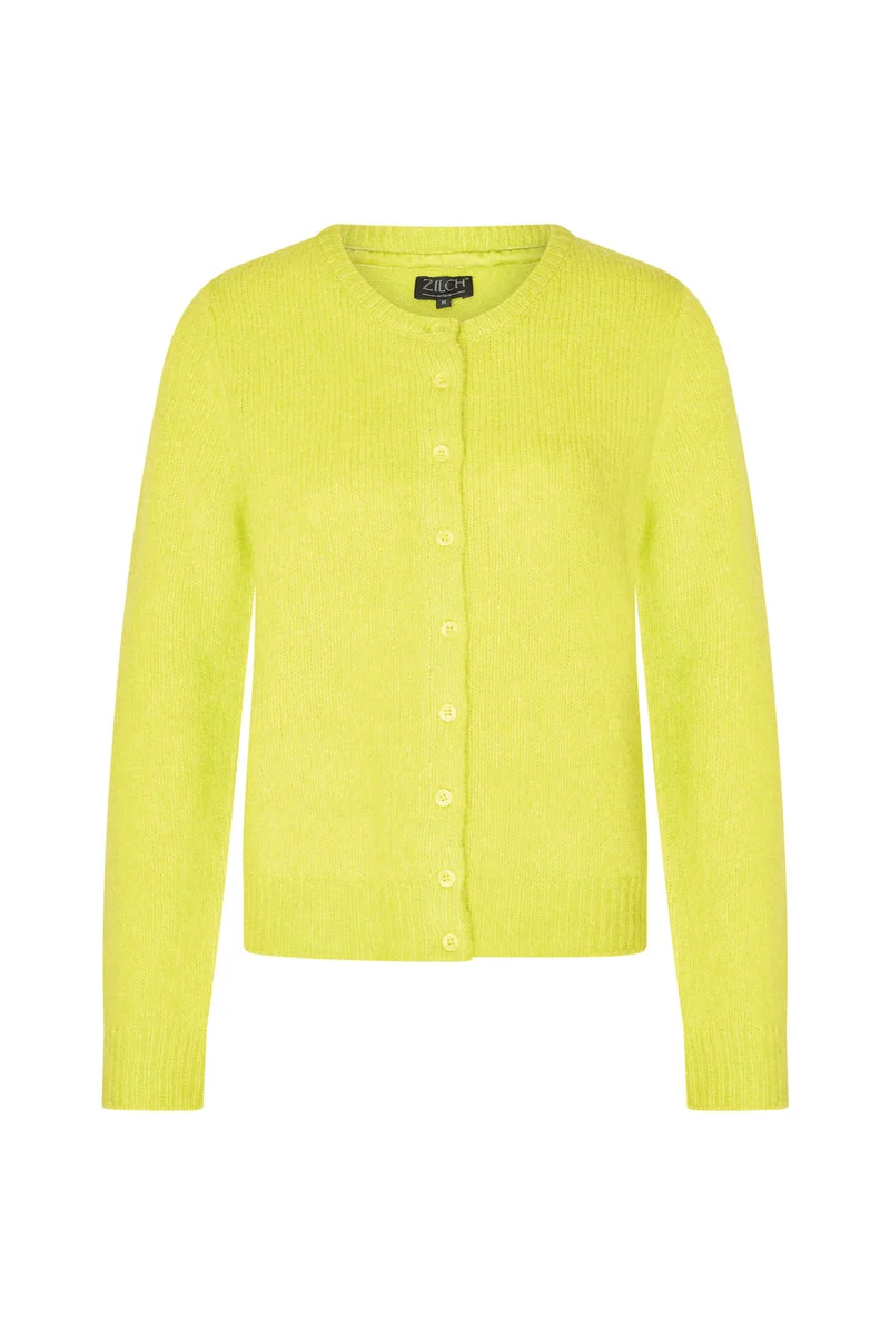 Zilch Cardigan Round Neck Bright Lemon