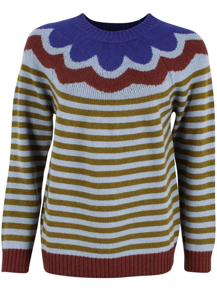 Danefae daneglamping wool sweater light blue grey/olive