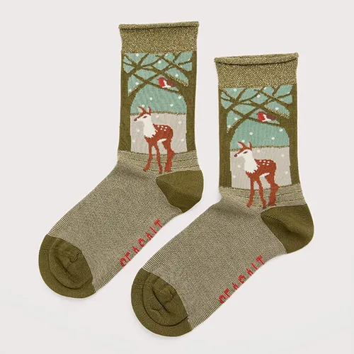 Seasalt Cornwall snowy scenes socks Woodland Doe Gully