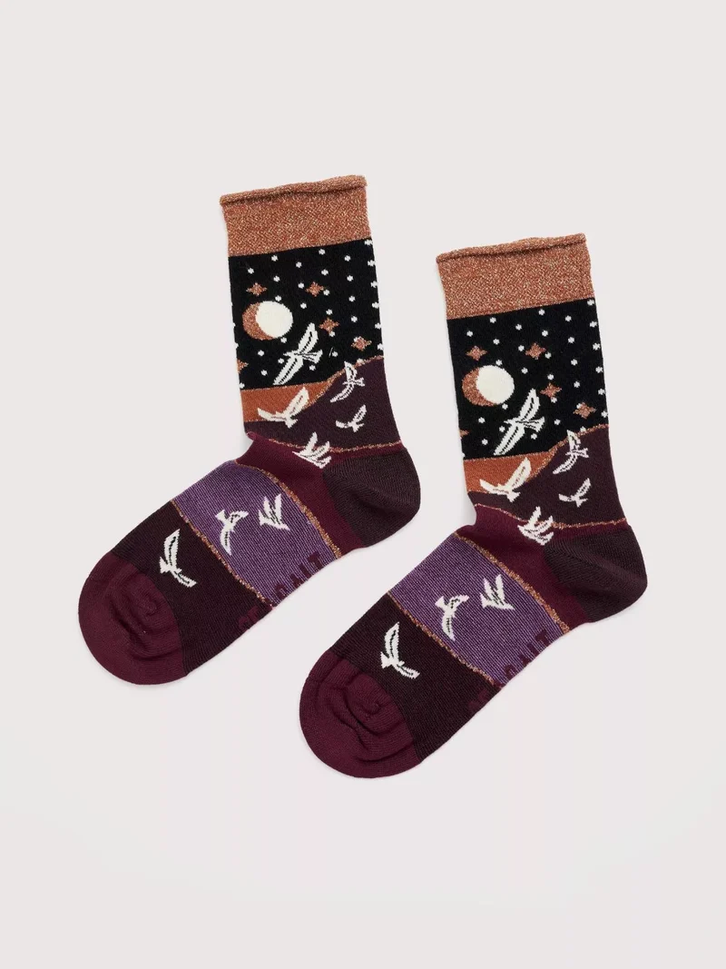 Seasalt Cornwall snowy scenes socks Star Gliders Dark Hellebore