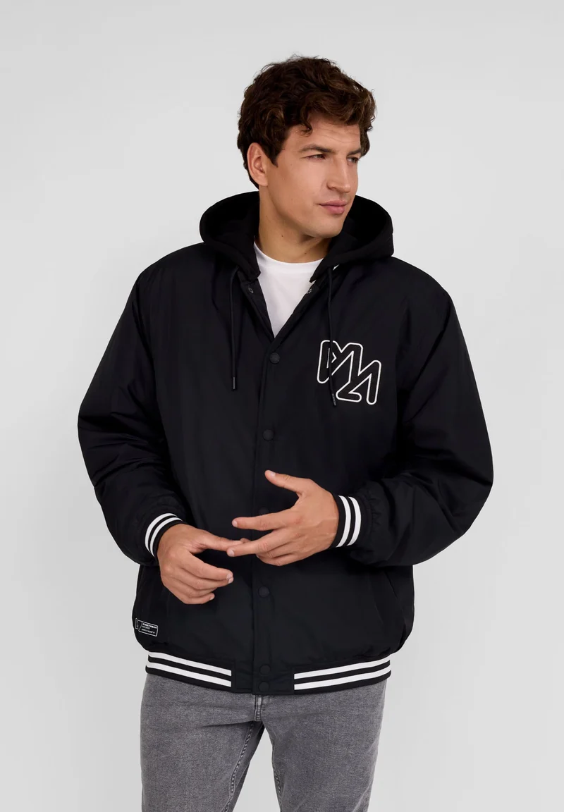 Men's varsity jacket in black