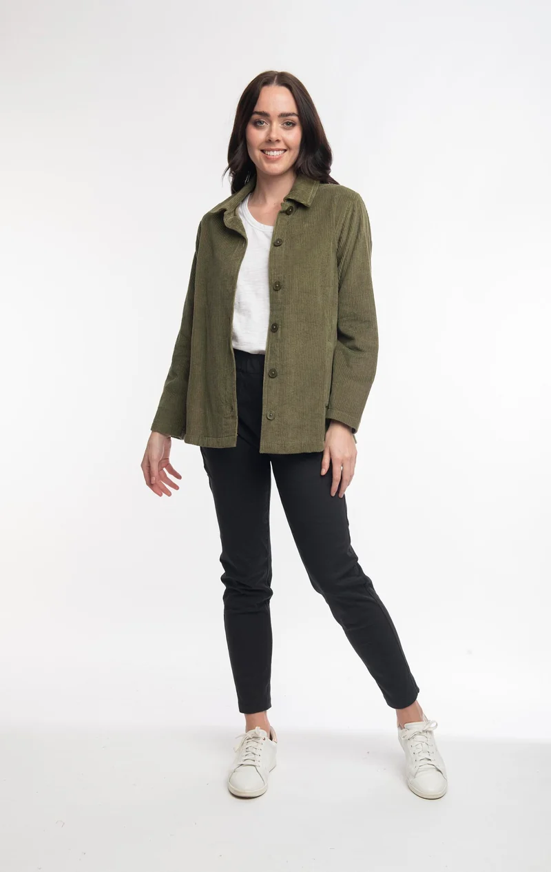 ORIENTIQUE - corduroy kort tussenjas - Olive*