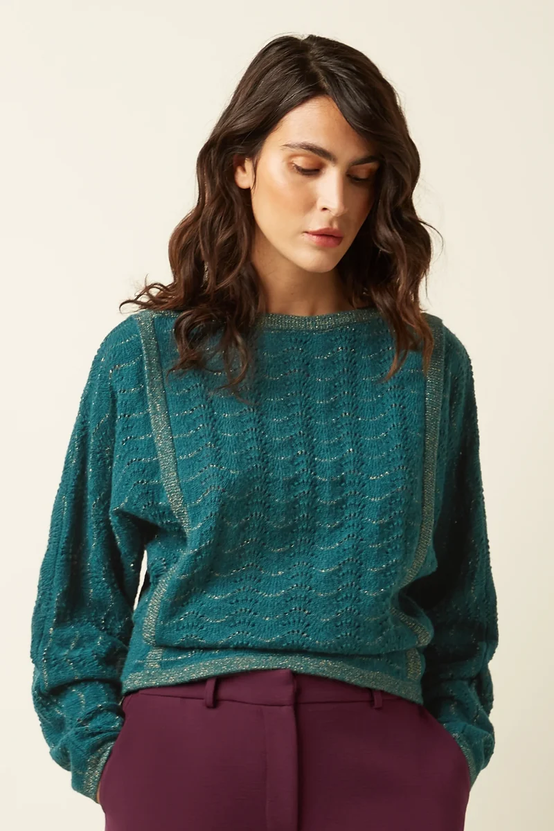 King Louie Azzurra Knit Top Gisell Spruced Green