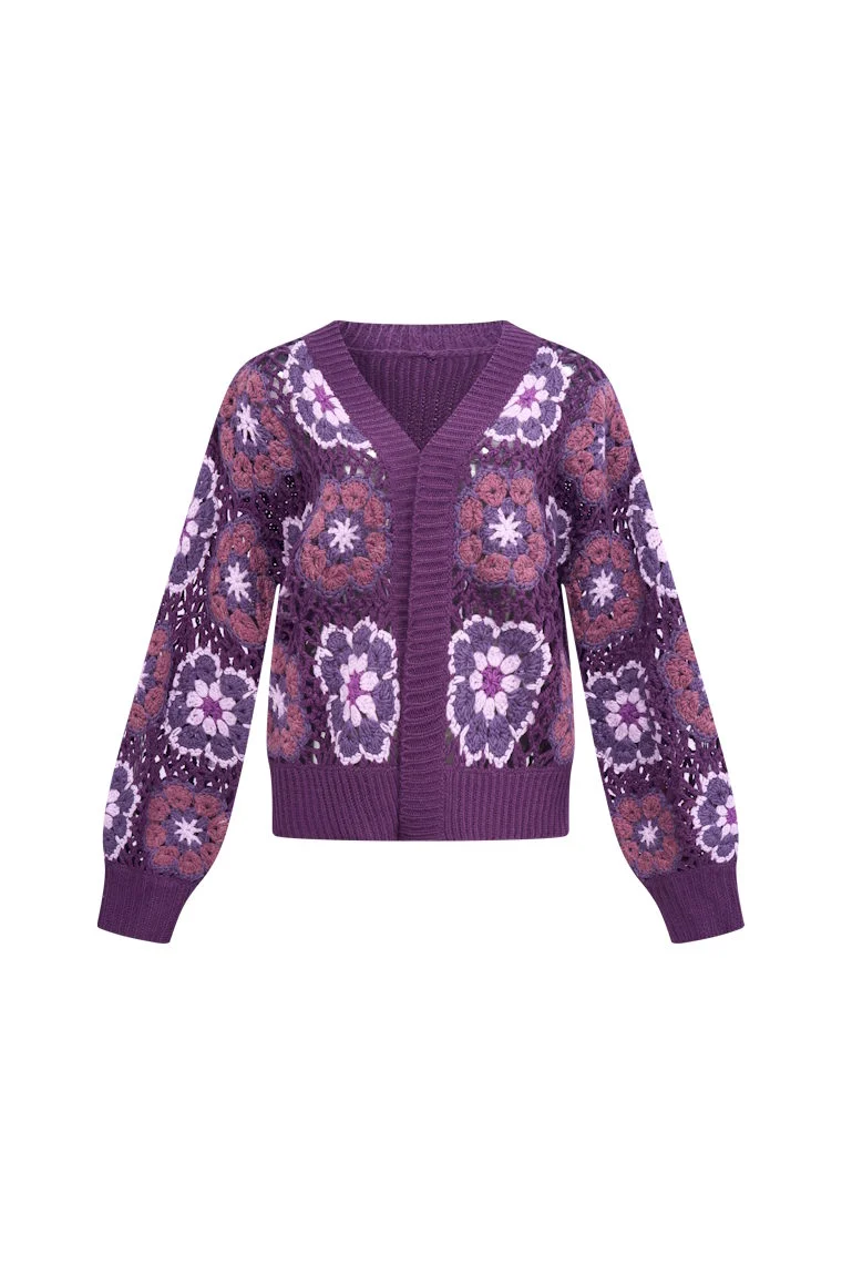 HeArt - Flores gehaakt vest PLP - Purple