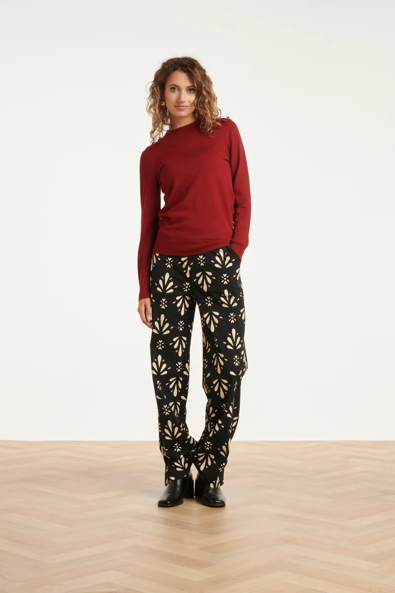 25651 Zwart En Offwhite Travelkwaliteit Broek | Black - Off White