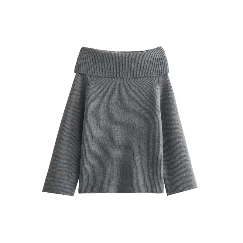 Soft Rib Off-Shoulder Trui met Stretch