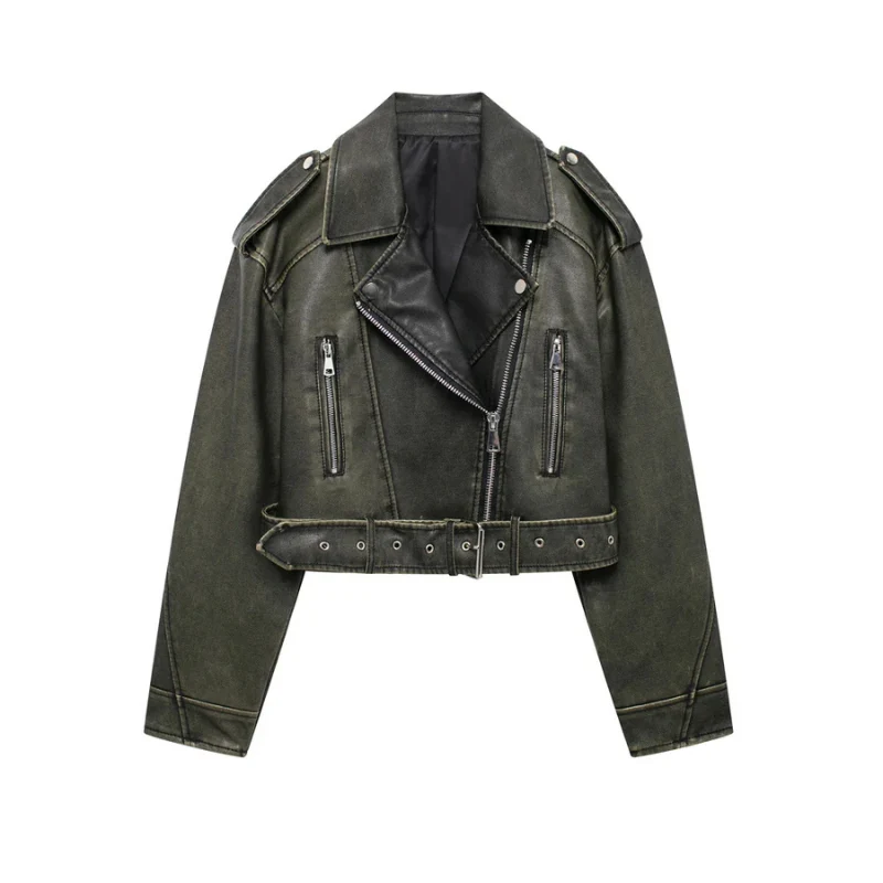 Vegan Biker Jack met Riem en Ritssluiting