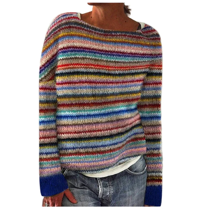 Evelisse | Gestreepte Trui met Ronde Hals