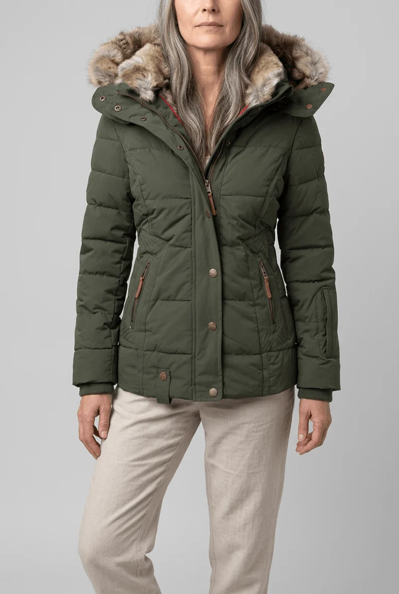 Dames Korte Gewatteerde Winterjas | Faux Fur Capuchon