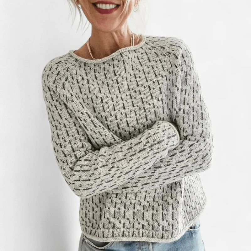 Elegante Grijze Wollen Trui met Boothals