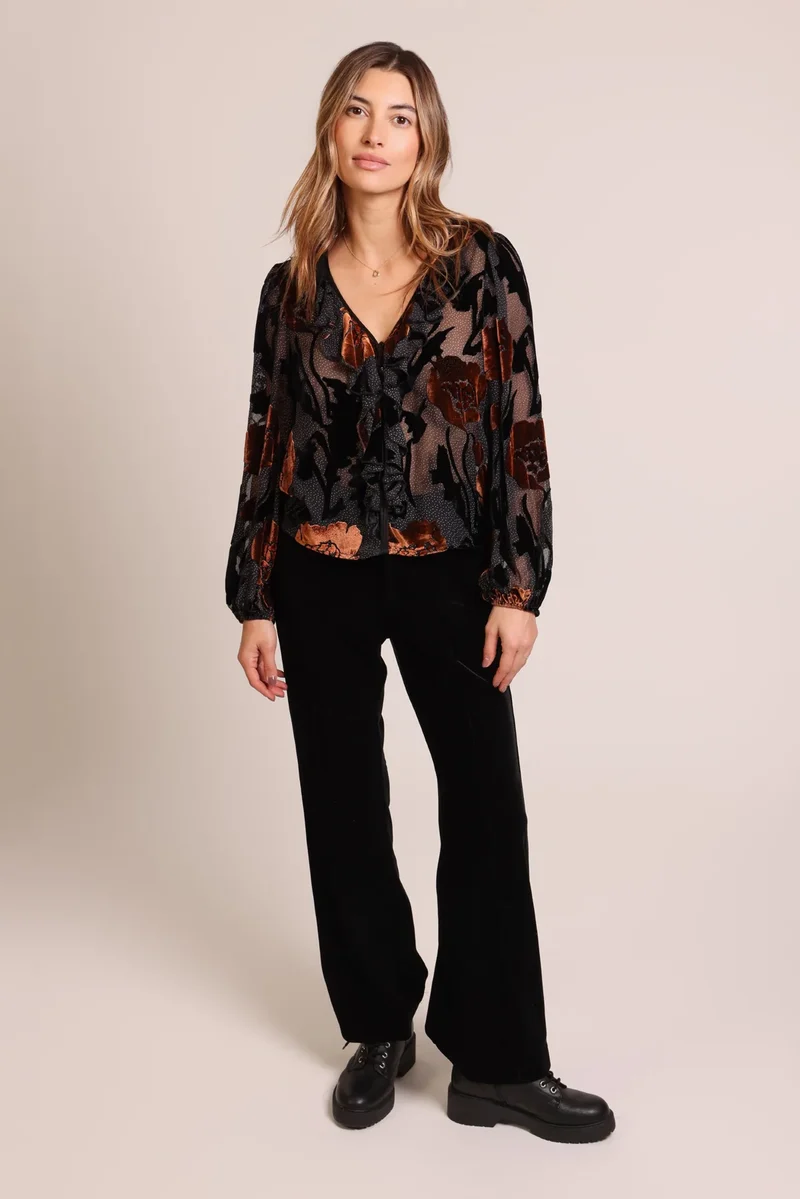 Traffic People Frill blouse black