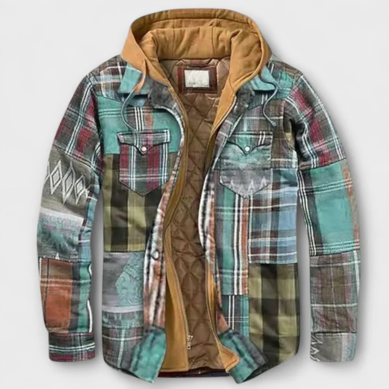 Heren Geruite Houthakkersjas met Capuchon – Warm & Stijlvol