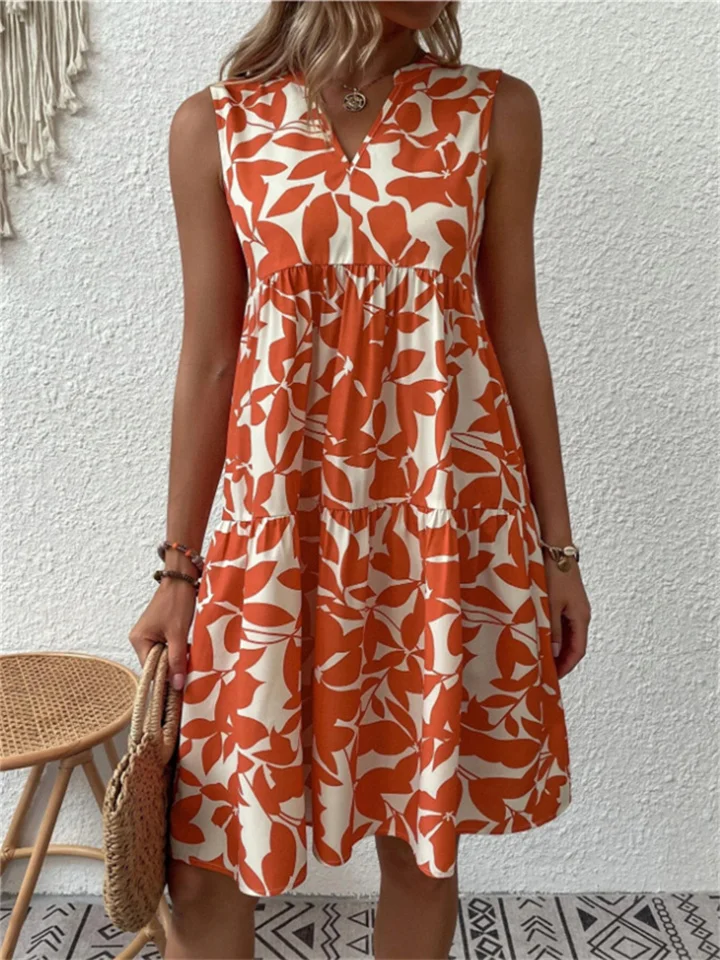 Xalviere | Mouwloze Geprinte Jurk Zomer Dames