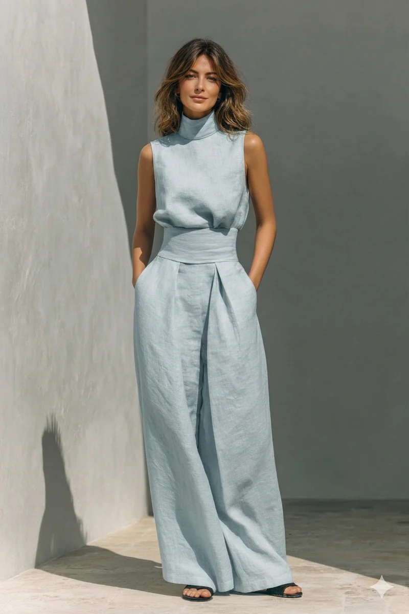 Xalviere | Sandra Minimalistische Tanktop en Brede Broek Set Dames