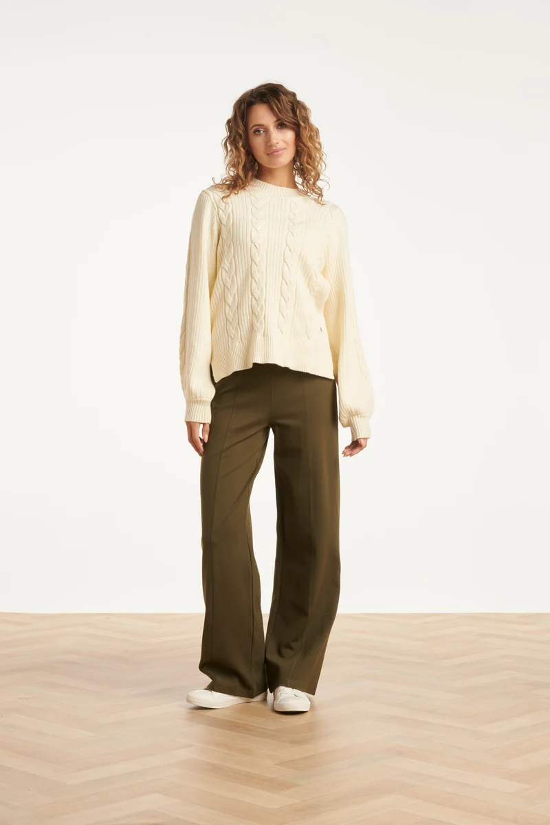 25636 Damesstretch Charcoal Broek Met Wijde Pijpen | Army