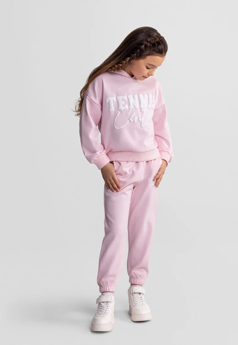 Girls' hoodie and joggers set in light pink