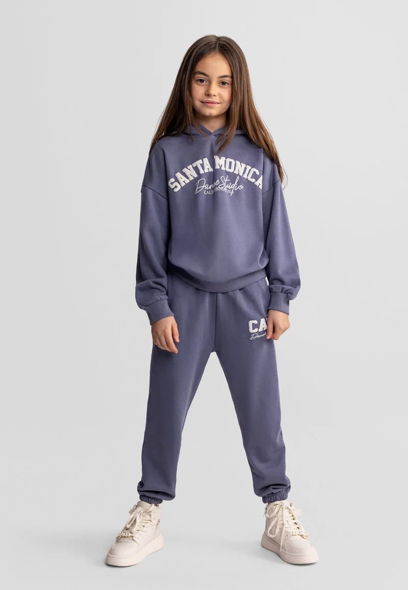 Girls' hoodie and joggers set in blue grey