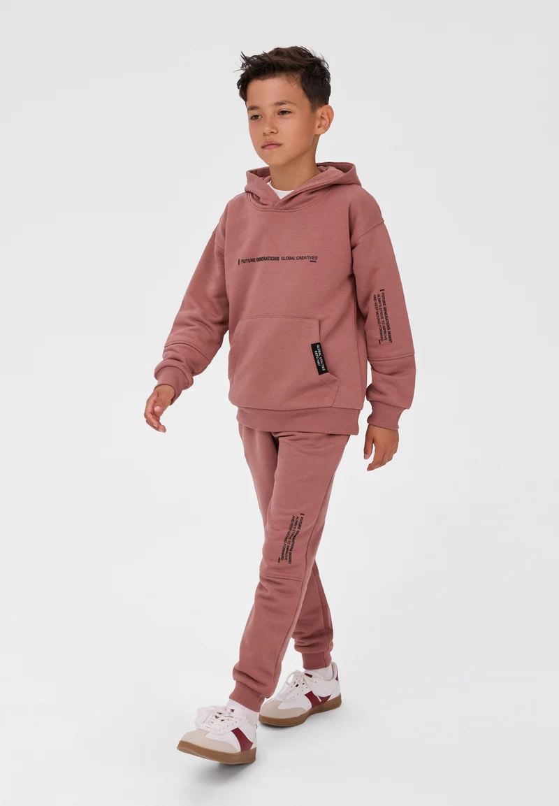 Boys' hoodie and joggers set in brown