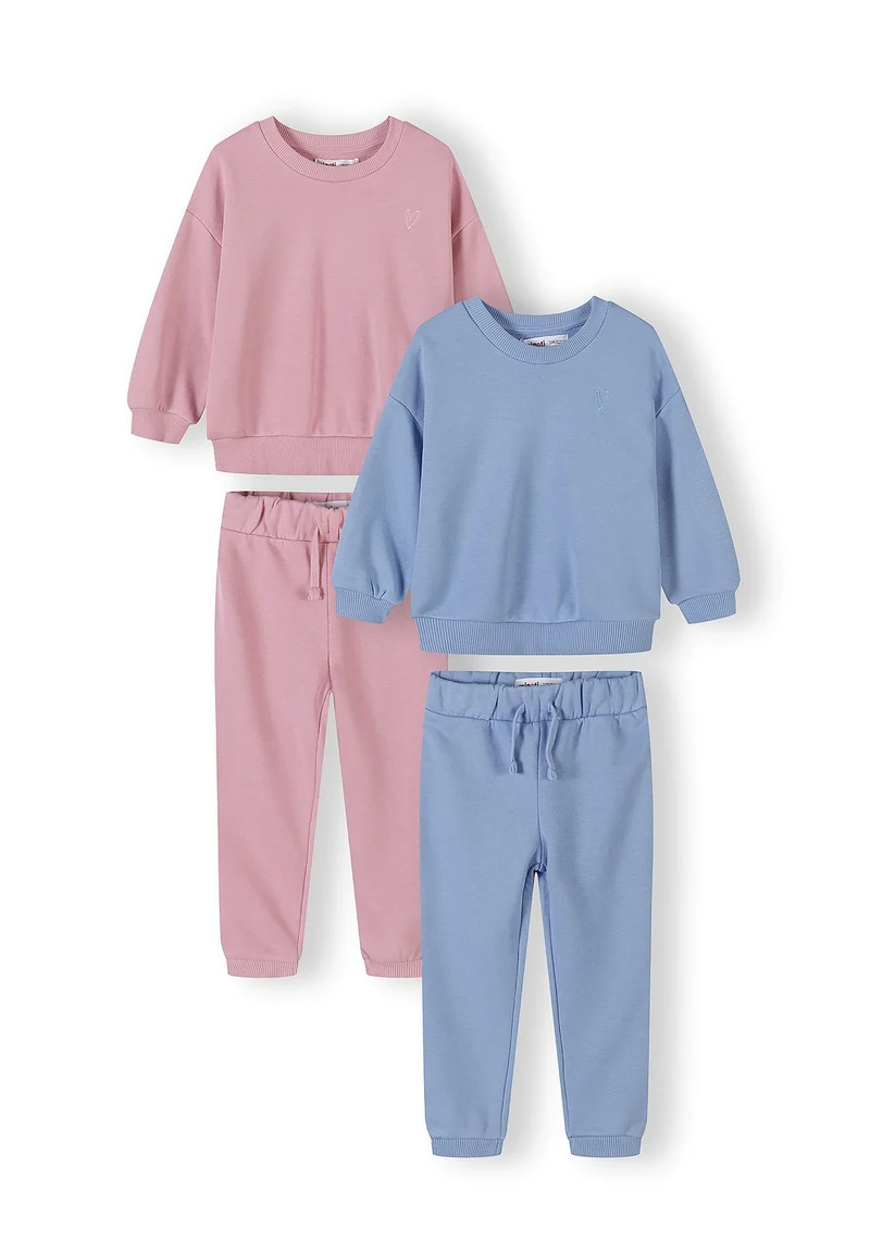 Girls' sweatshirt and joggers sets 2-pack in pink and blue