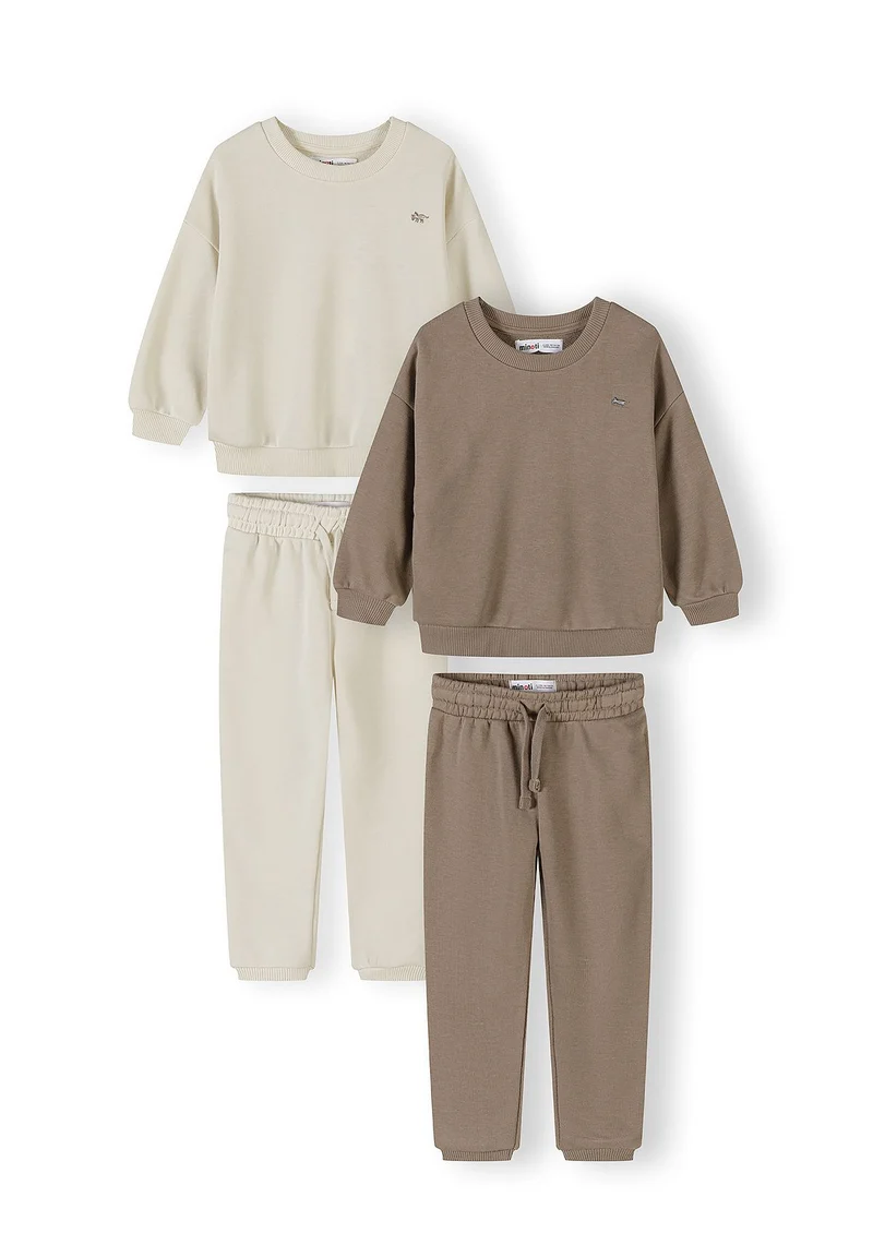 Boys' sweatshirt and joggers sets 2-pack in cream and taupe