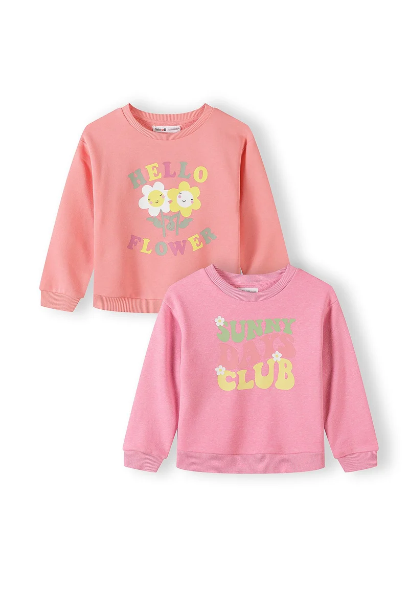 Girls' crew neck sweatshirts 2-pack in coral and pink marl