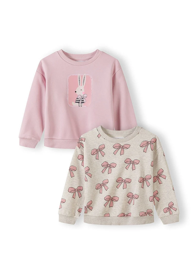 Girls' crew neck sweatshirts 2-pack in pale pink and beige marl