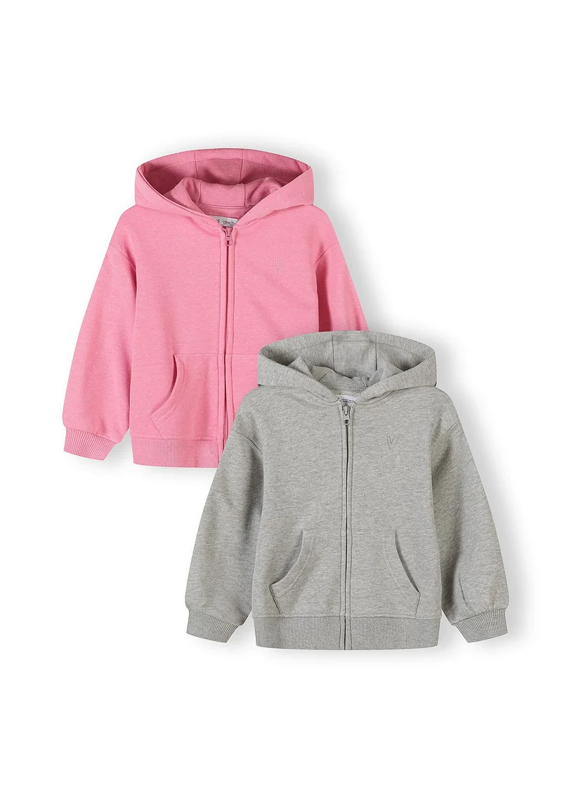 Girls' zip-up hoodies 2-pack in pink and grey marl