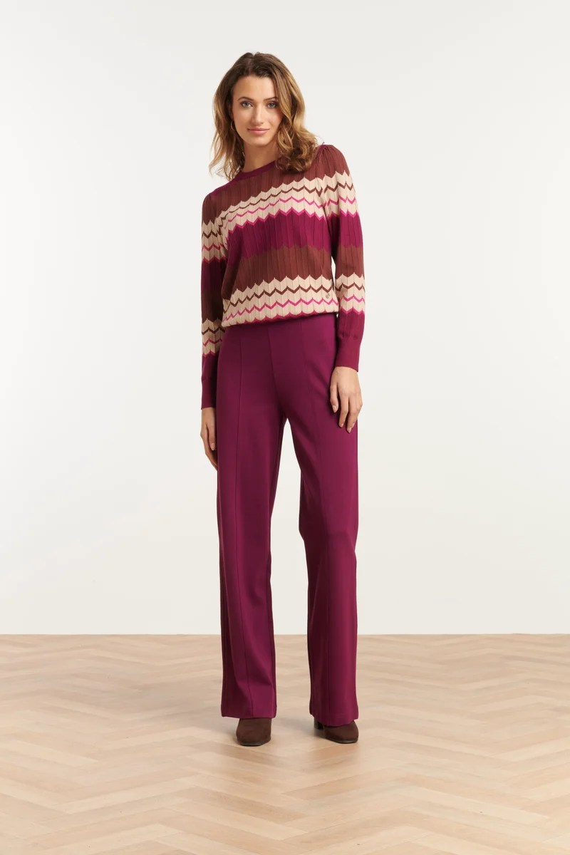 25751 – Soepele Broek Met Wijde Pijp | Aubergine