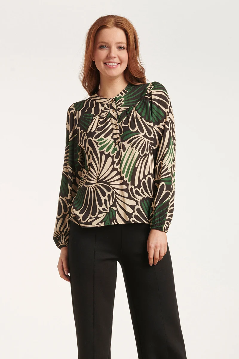 24649 E Grafische Print Top | Black - Muticolour