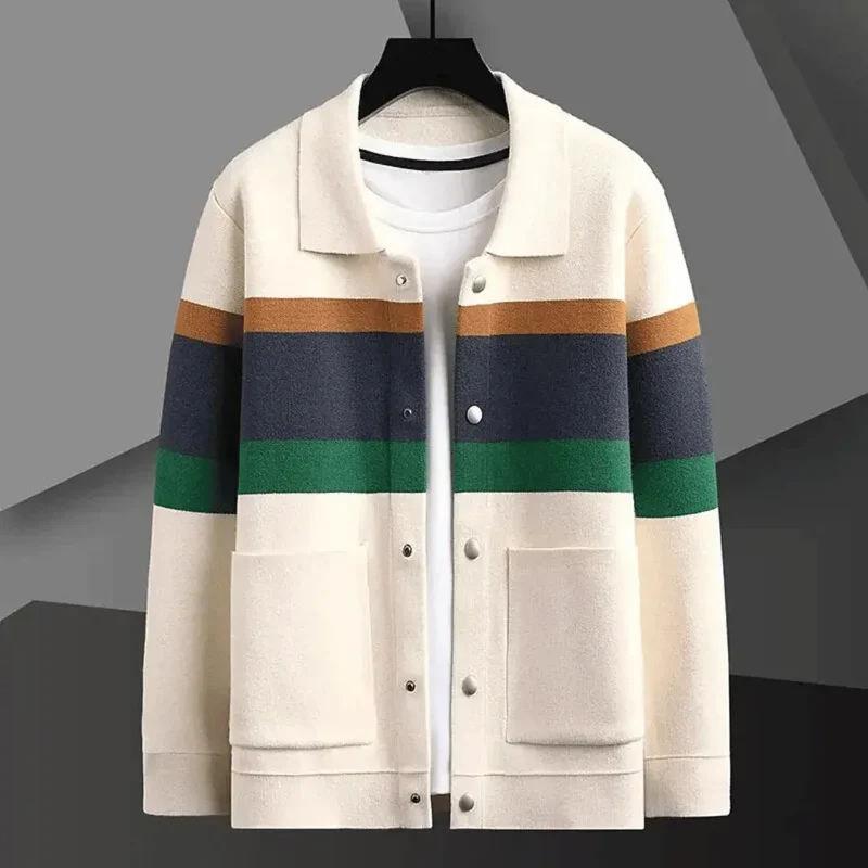 Jacquard Gebreid Vest met Polo Kraag