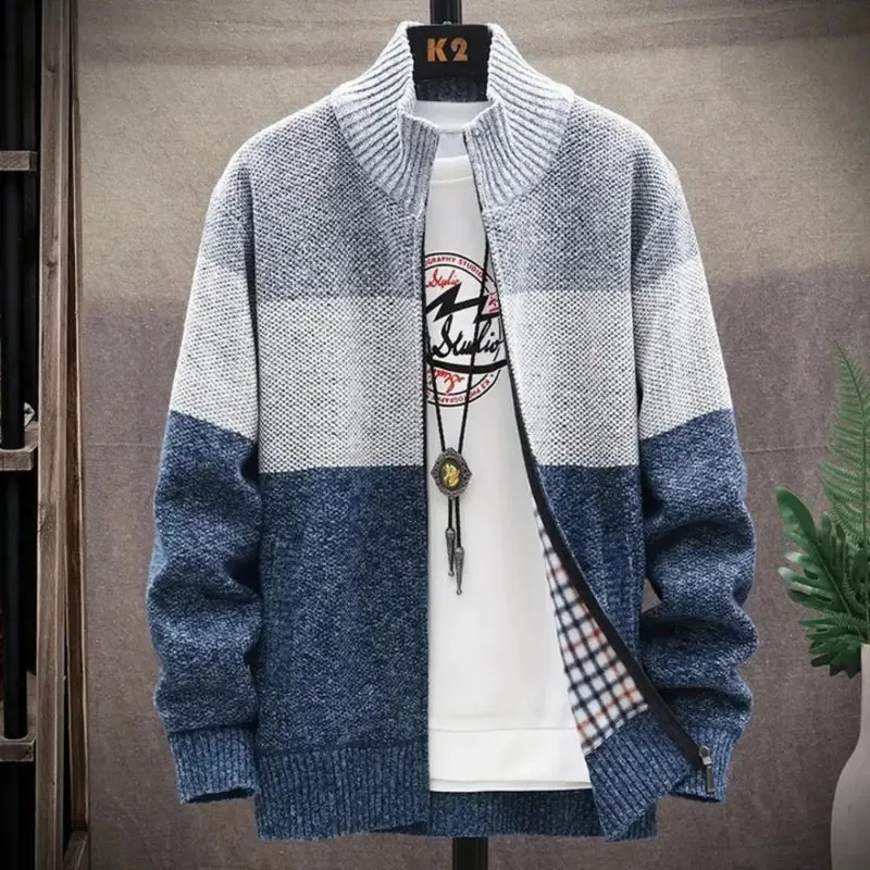 Velours Zip Cardigan met Hoge Kraag