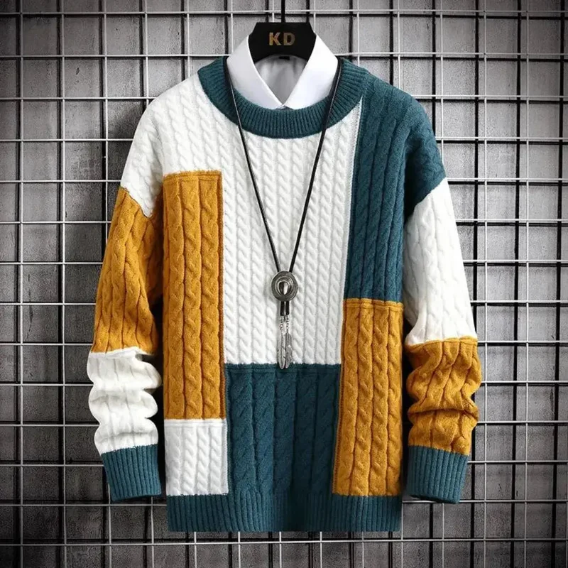 Regal Patchwork Crewneck Sweater