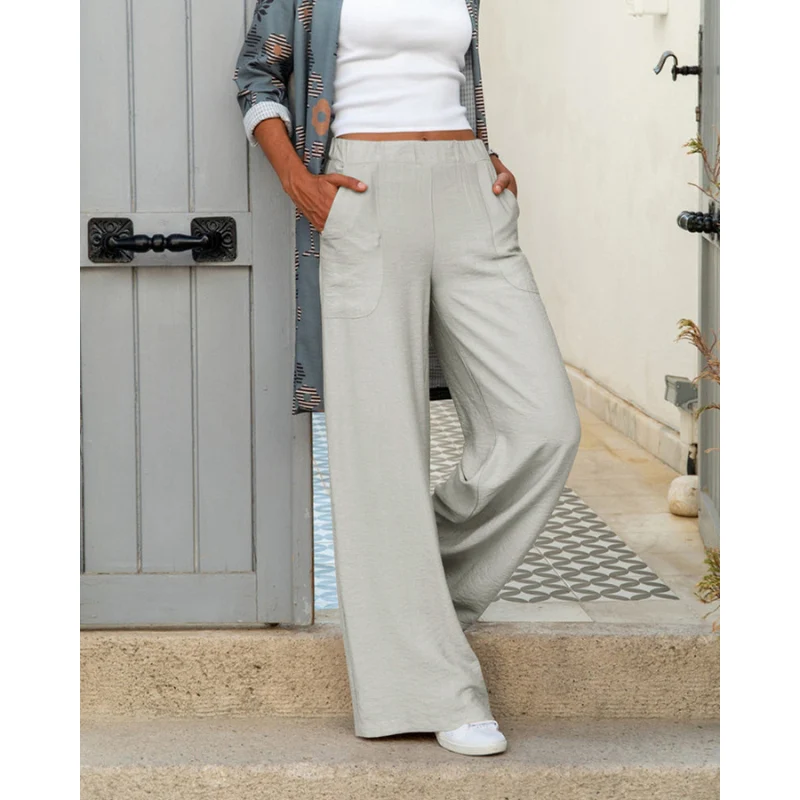 Effen Damespantalon met Hoge Taille – Rechte Pasvorm & Comfortabel