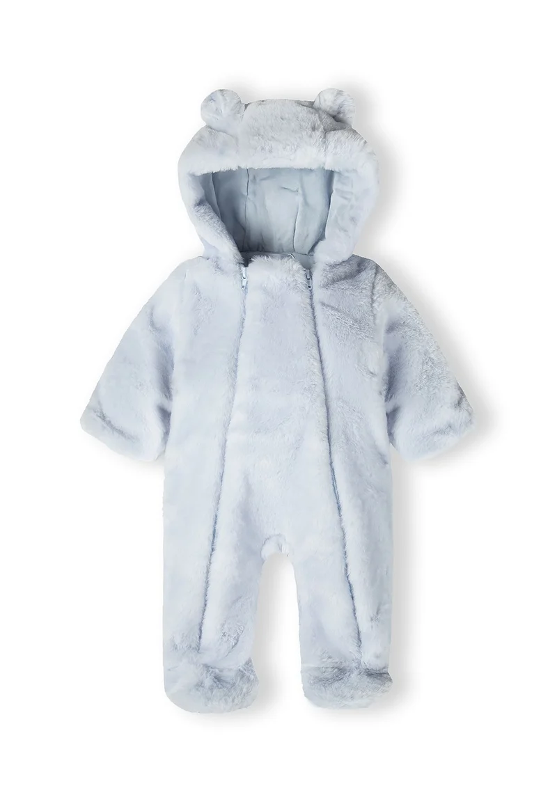 Baby plush pramsuit in pale blue