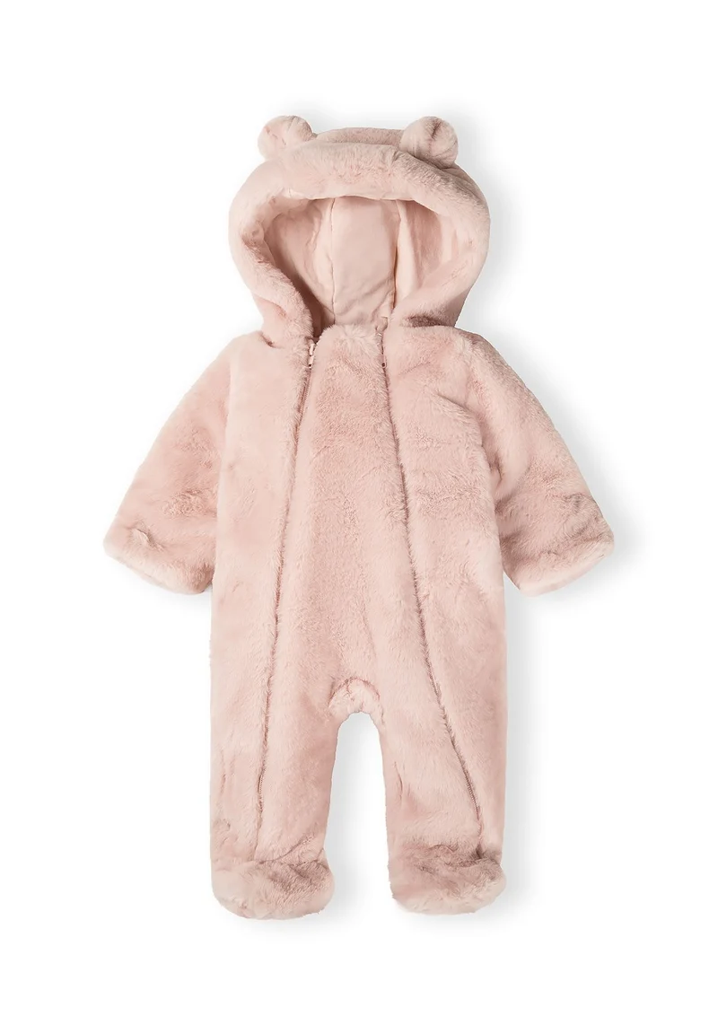 Baby plush pramsuit in pale pink