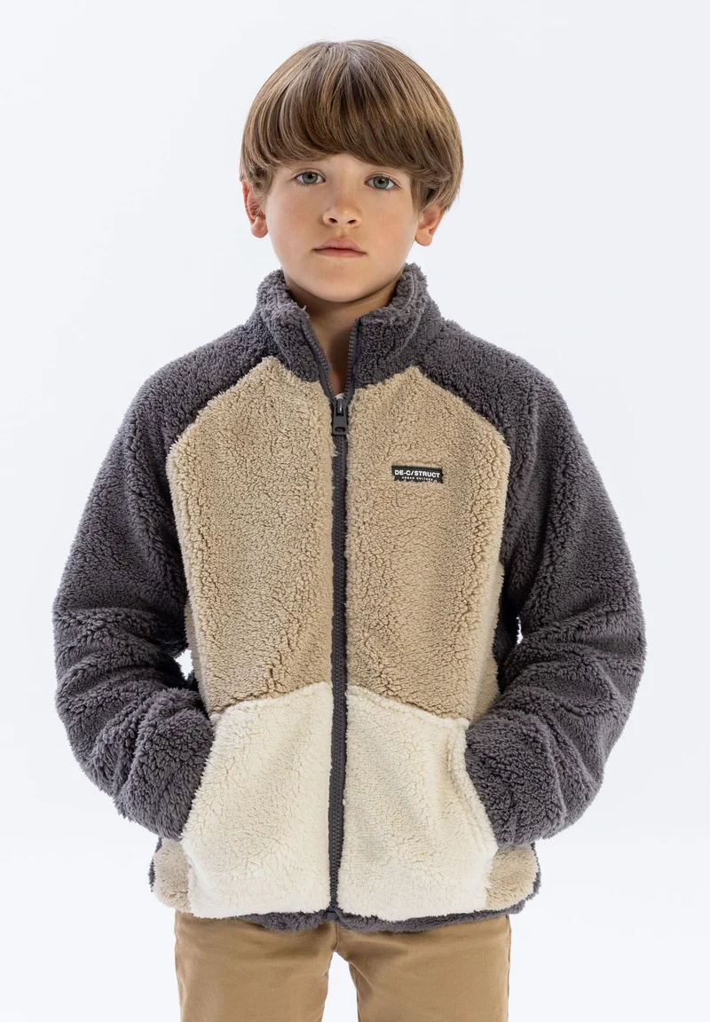 Boys' teddy jacket in grey