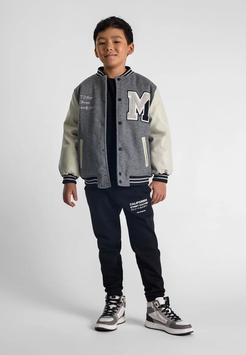 Boys' varsity jacket in grey