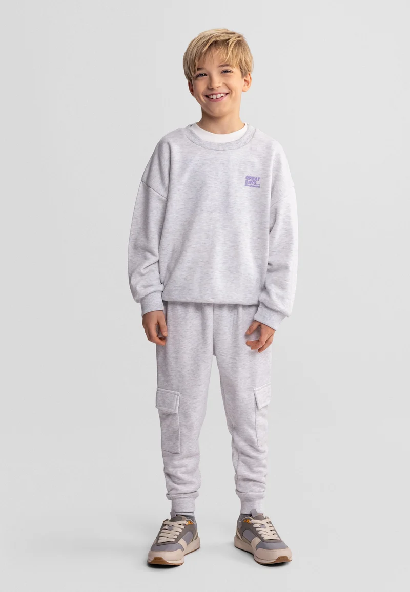 Kids' crew neck sweatshirts 2-pack in lilac and light grey marl
