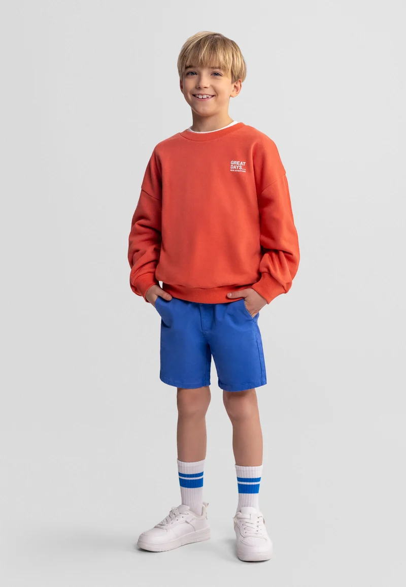 Kids' crew neck sweatshirts 2-pack in blue and rust