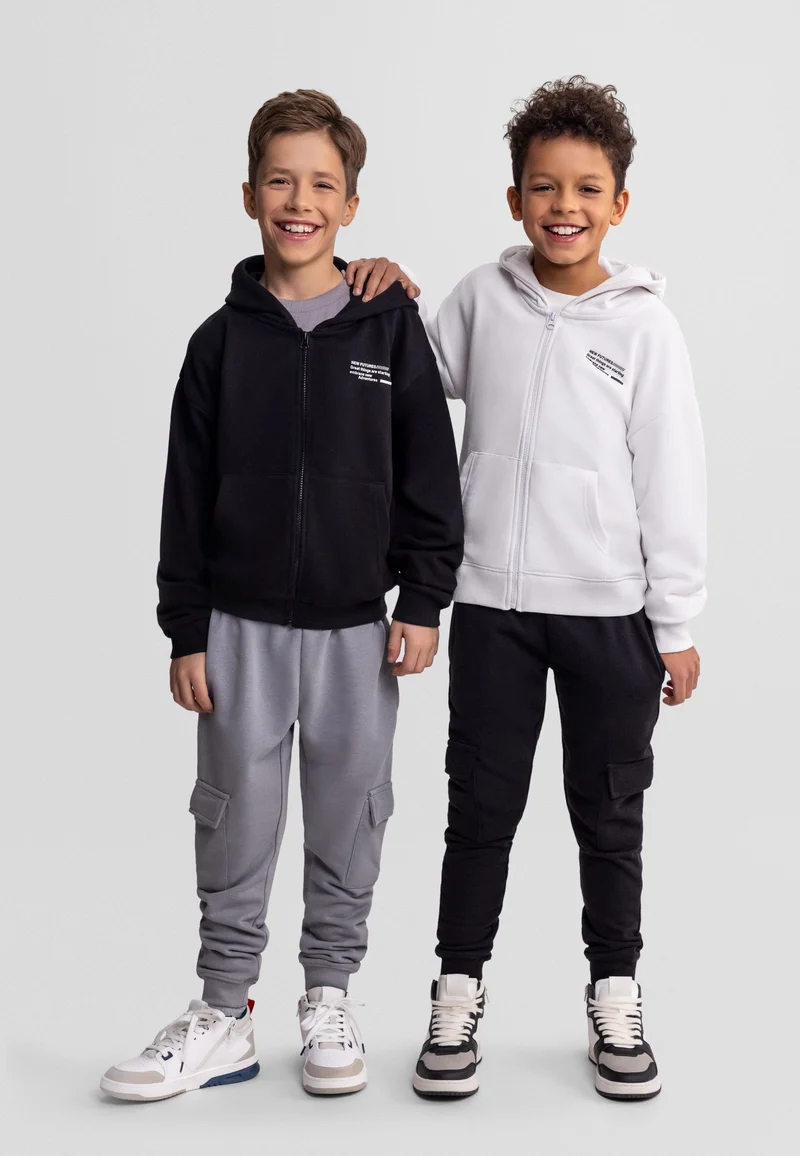 Kids' zip-up hoodies 2-pack in black and white