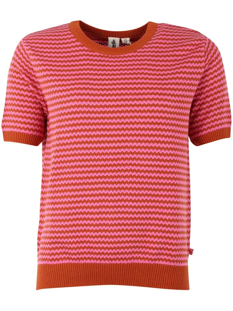 Danefae Danesilver pearl knit sweater tee rust/super pink
